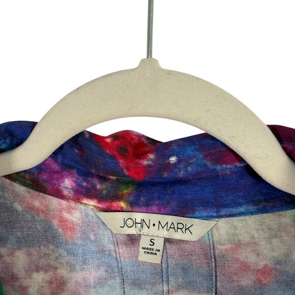 John Mark Abstract Watercolor Button Front Shirt Long Sleeve Boho Artsy Womens S - Picture 3 of 6